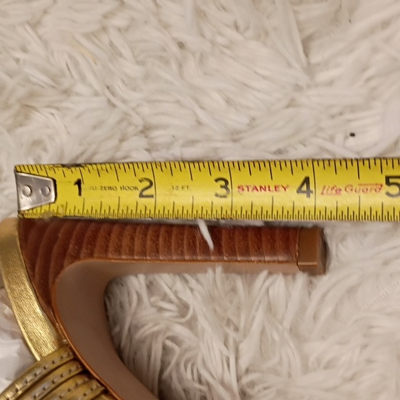 New SCHUTZ Marcella Women's Metallic Gold Strappy Stiletto Heels SZ 5B - Picture 5 of 13